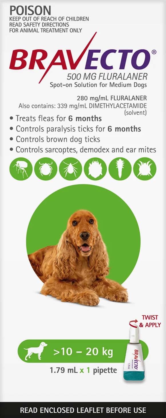 Bravecto Spot On For Medium Dogs Green