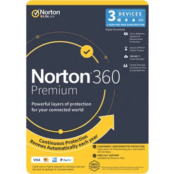 Norton 360 Premium Internet Security 3D 12M ESD Security Software
