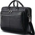 Samsonite Classic Leather 15.6" Laptop & Tablet Toploader Briefcase Black 26039