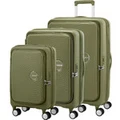 American Tourister Curio Book Opening Hardside Suitcase Set of 3 Khaki 48232, 48233, 48234 with FREE Memory Foam Pillow 21244