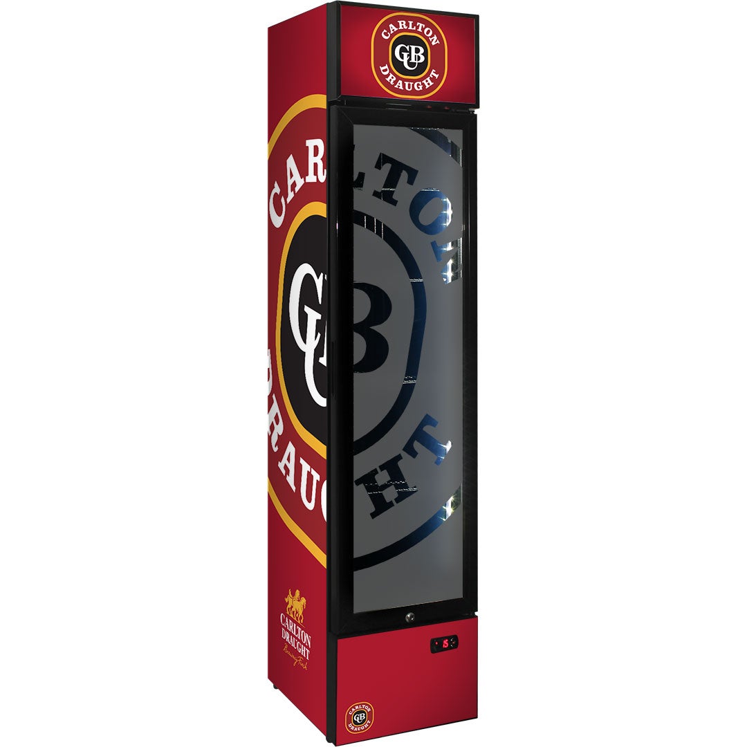 Carlton Draught Branded Skinny Upright Bar Fridge