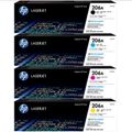 HP 206A BK, C, M, Y Set of 4 Colour Laser Toners (W2110A W2111A W2112A W2113A) HP LASERJET PRO M255,HP LASERJET PRO M282,HP LASERJET PRO M283