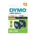Dymo LetraTag Plastic Tape 12mm x 4m Clear Pk2 (2191233)