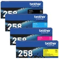 Brother TN-258 BK, C, M, Y Set of 4 Colour Laser Toners (TN-258BK TN-258C TN-258M TN-258Y) BROTHER MFC-L8390CDW,BROTHER MFC-L3760CDW,BROTHER MFC-L3755CDW,BROTHER DCP-L3560CDW,BROTHER DCP-L3520CDW,BROTHER HL-L8240CDW,BROTHER HL-L3280CDW,BROTHER HL-L3240CDW
