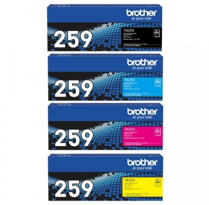 Brother TN-259 BK, C, M, Y Set of 4 Colour Laser Toners (TN-259BK TN-259C TN-259M TN-259Y) BROTHER MFC-L8390CDW,BROTHER HL-L8240CDW