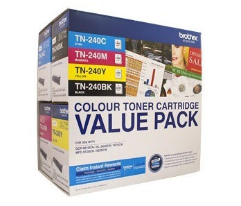 Brother TN-240 Colour 4 Pack Bk,C,M,Y Toner Cartridges (TN-240CL4PK) BROTHER DCP 9010CN,BROTHER HL 3070CW,BROTHER HL 3040CN,BROTHER HL 3045CN,BROTHER MFC 9120CN,BROTHER MFC 9125CN,BROTHER MFC 9320CW,BROTHER MFC 9325CW