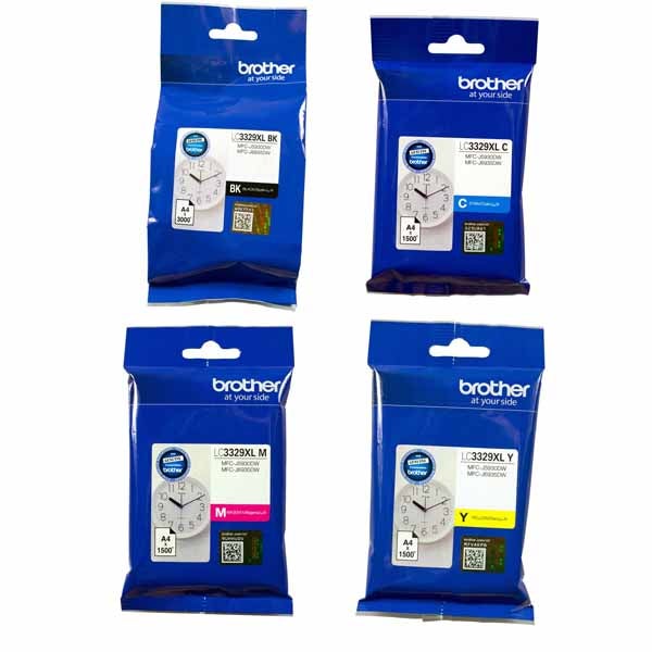 Brother LC-3329XLBK, C, M, Y Set of 4 Super High Yield Inkjet Cartridges (LC-3329XLBK LC-3329XLC LC-3329XLM LC-3329XLY) BROTHER MFC J5930DW,BROTHER MFC J6935DW