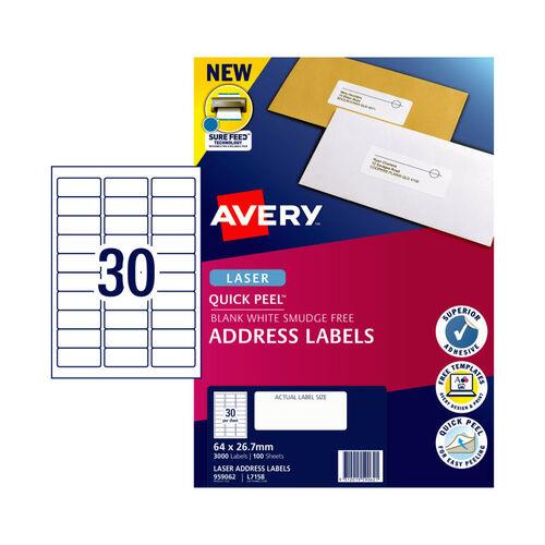 Avery Laser Label Quick Peel Address L7163 99.1x38.1mm - 14Up Pack 20 (959062)