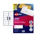 Avery Laser Lbl Quick Peel Address L7163 99.1x38.1mm - 14Up Pack 20 (952003)