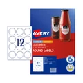 Avery Label Gloss Round L7105 White 60mm - 12Up Pack 10 (980001)