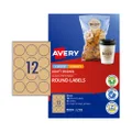 Avery Label Round Kraft Brown 60mm - 12Up Pack 15 (980002)