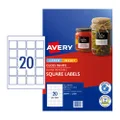 Avery Label Gloss Square L7124 45x45mm - 20Up Pack 10 (980016)