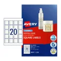 Avery Laser Label Square Clear L7126 45x45mm - 20Up Pack 20 (980021)