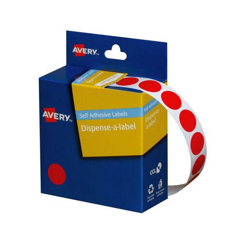 Avery Dispenser Dot Sticker Red 14mm - 1050 Labels per Roll (937235)