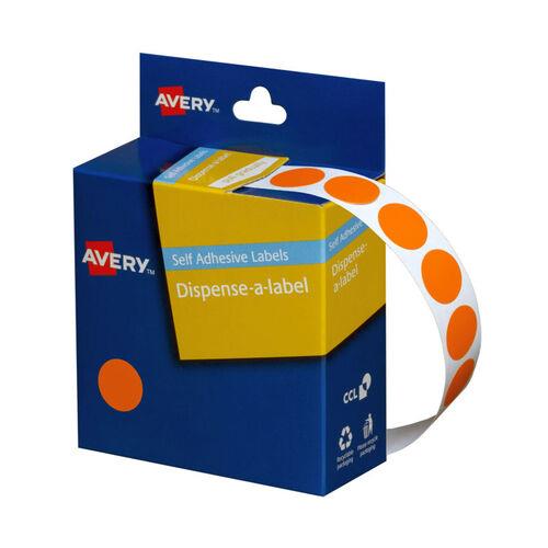 Avery Dispenser Dot Sticker Orange 14mm - 1050 Labels per Roll (937240)