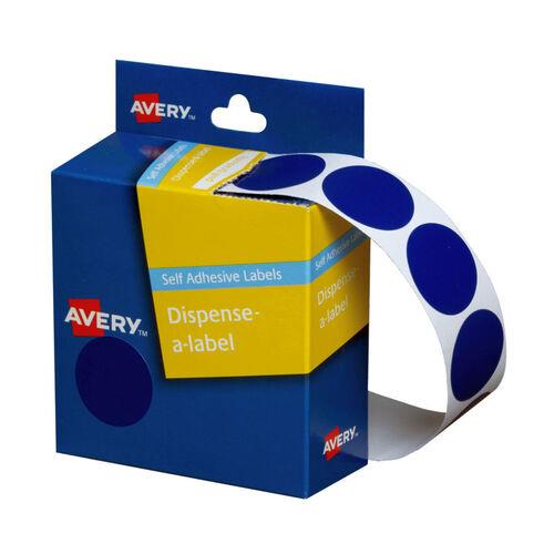 Avery Dispenser Dot Sticker Blue 24mm - 500 Labels per Roll (937244)