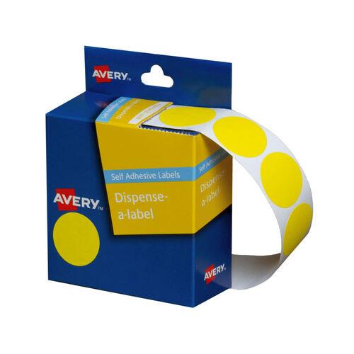 Avery Dispenser Dot Sticker Yellow 24mm - 500 Labels per Roll (937247)