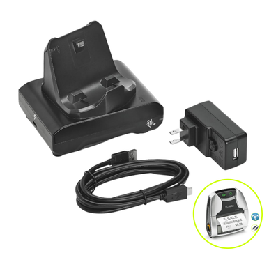Zebra Dock Kit Charge 1-BAY USB ZQ320 - Includes Type A to Type C USB Cable and AC to USB Adapter with Australia Power Plug