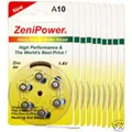 ZENIPOWER HEARING AID BATTERY A10 SIZE 10 10 PACK 60 TOTAL