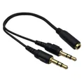 3.5MM AUX AUDIO MIC SPLITTER CABLE HEADPHONE FEMALE TO 2 MALE