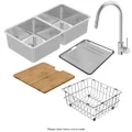 Abey Lago Double Sink with Accessories inc Dish Rack WNL200T