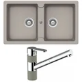 Abey Schock Typos Double Sink & Armando Vicario ISA Kitchen Mixer - Concrete TN200T2C