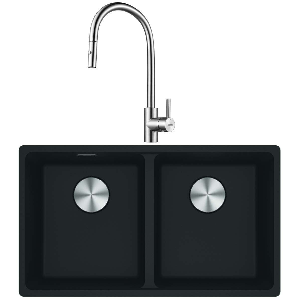 Franke Maris Double Bowl Sink and Tap Pack MRG620BMBTA9601