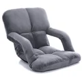 SOGA Foldable Floor Recliner Lazy Chair Grey 9357641020586