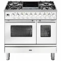 ILVE Professional Plus Series 90cm Dual Fuel Induction Double Oven with Milano Knobs PD09IDWE3WH