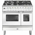 ILVE Professional Plus Series 90cm Dual Fuel Five Burner Double Oven with Milano Knobs PD09PDWE3WH