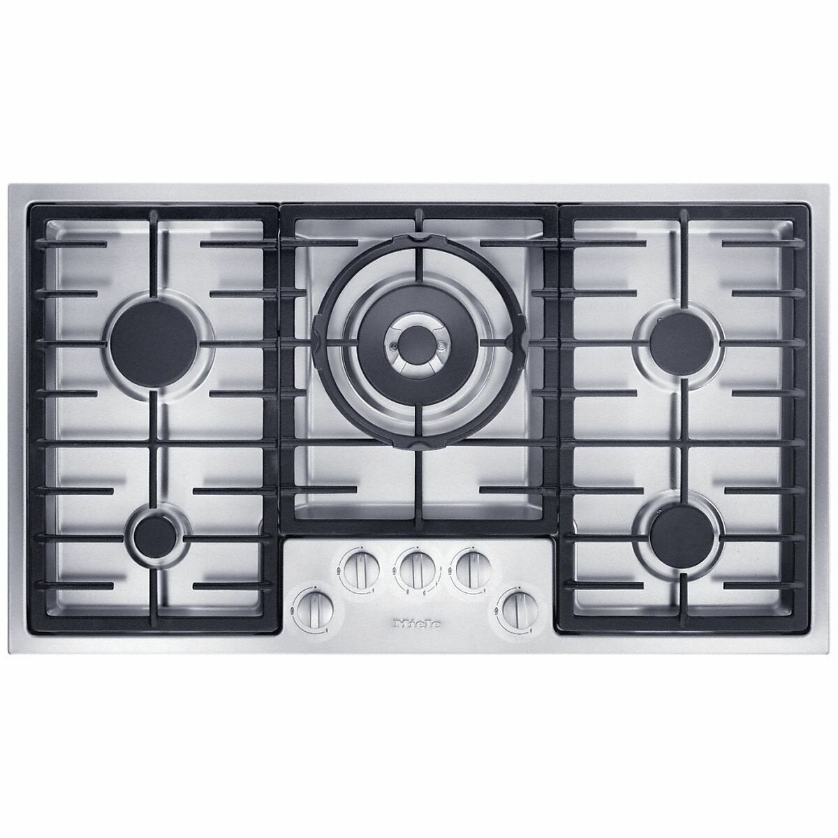 Miele 90cm 5 Burner Natural Gas Cooktop with Dual Wok Burner and QuickStart Controls Stainless Steel KM2357-1