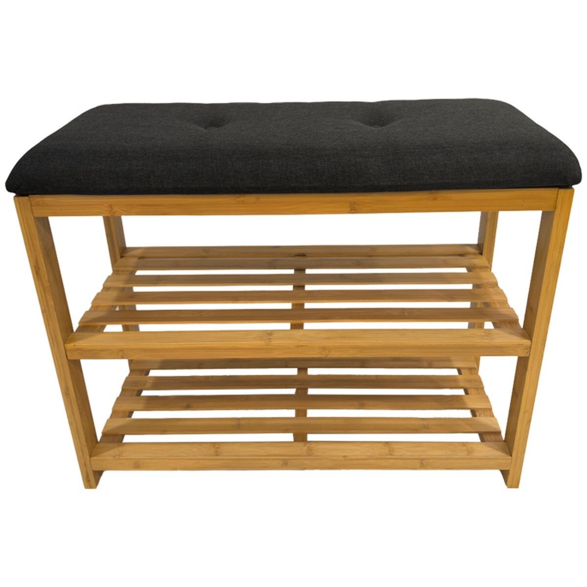 L.T. Williams 2-Tier Bamboo Shoe Rack With Charcoal Seat 9921-LT