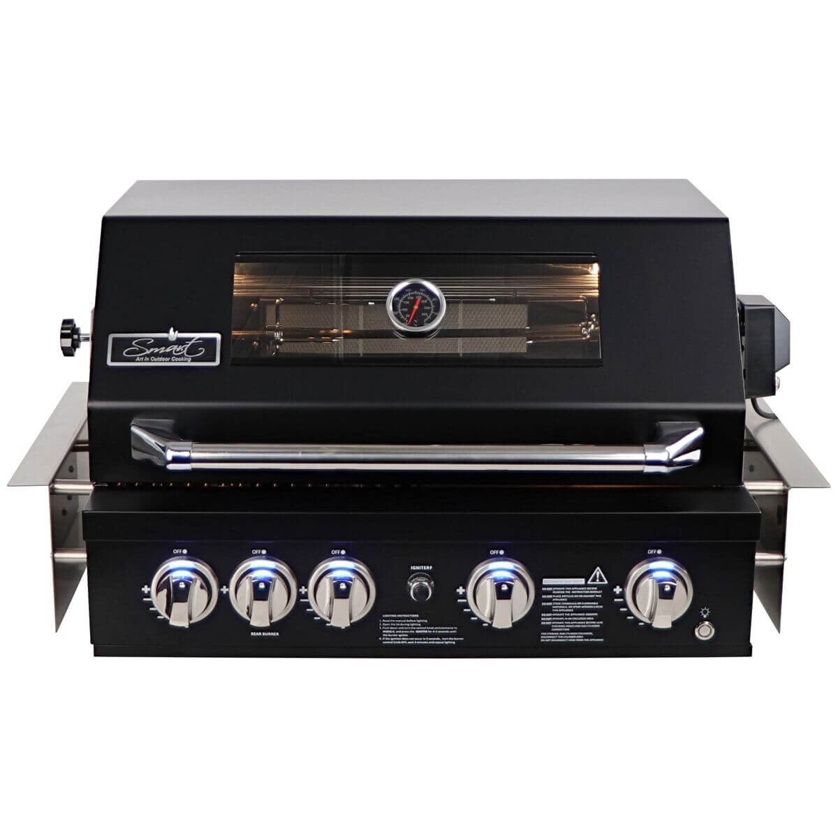 Smart Four Burner Built-In LPG BBQ with Rotisserie and Rear Infrared Burner Black 401WB-BLK