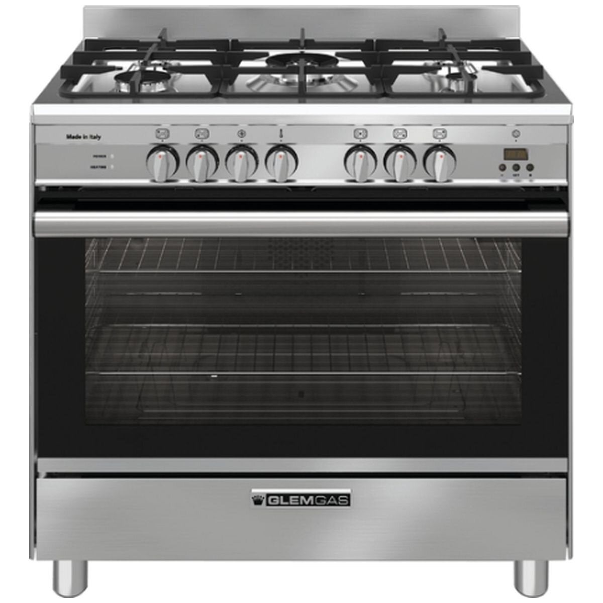 GlemGas 90cm Stainless Steel Natural Gas Freestanding Oven with Electric Grill GA965GG