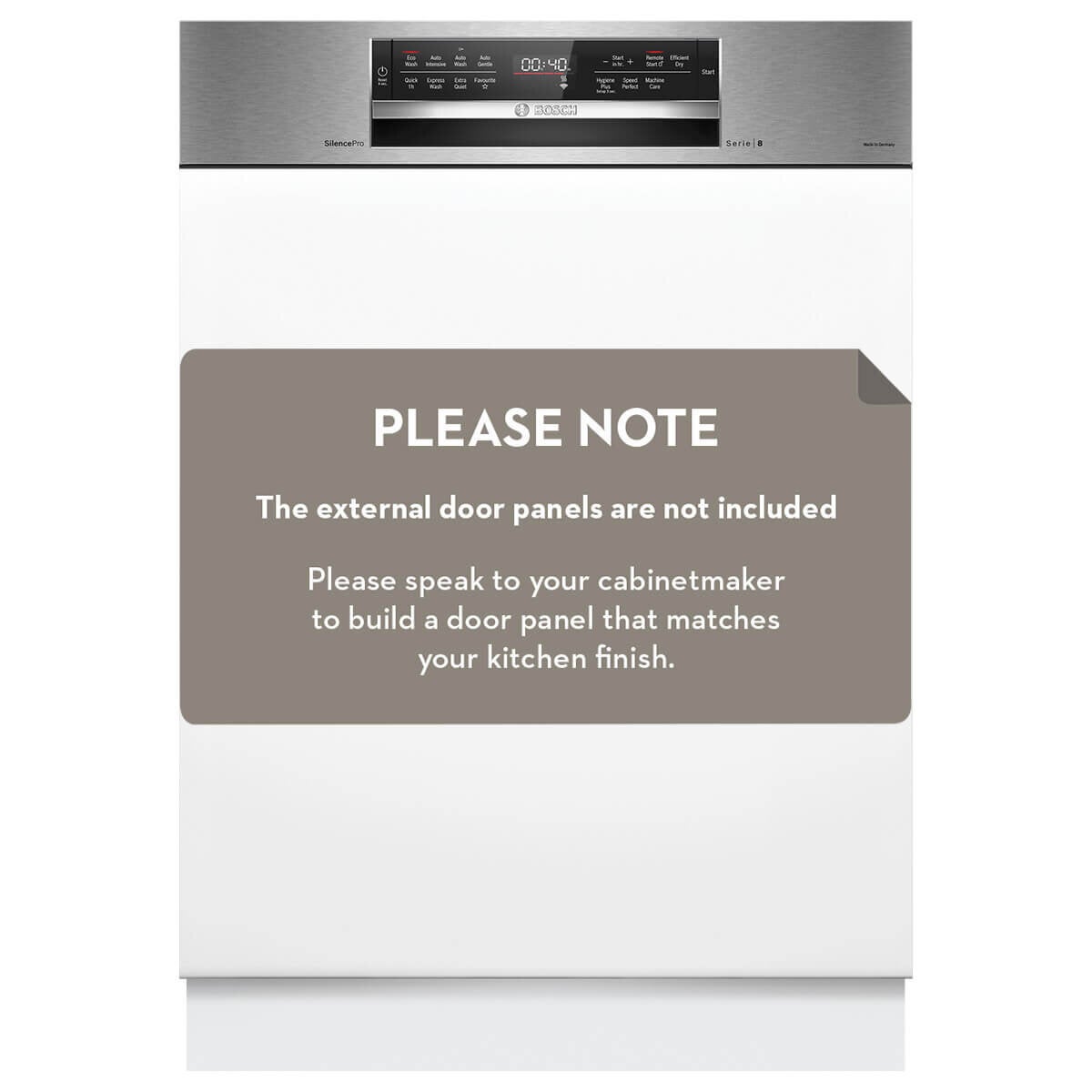 Bosch 60cm Series 8 Semi Integrated Dishwasher Brushed Steel SBI8ECS01A