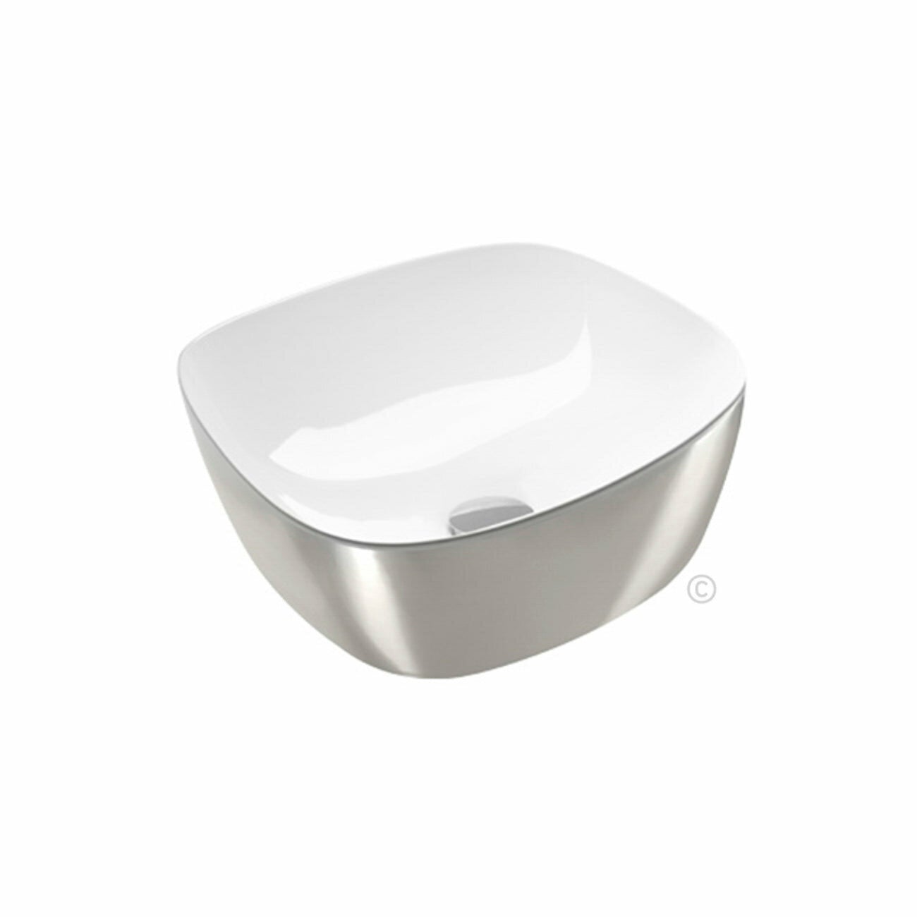 Catalano Green Lux 40x40 Washbasin - Silver and White 3113000525