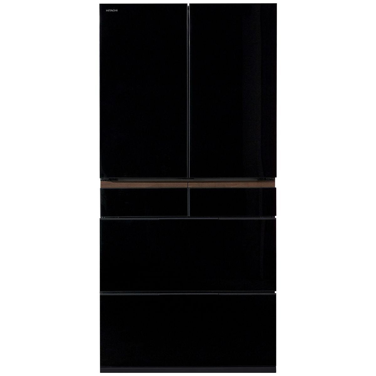 Hitachi 670L Multi Drawer French Door Refrigerator Crystal Black Glass R-GW670TAXK