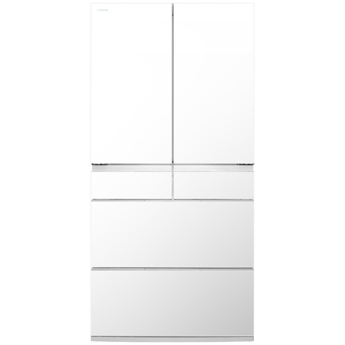 Hitachi 670L Multi Drawer French Door Refrigerator Crystal White Glass R-GW670TAXW