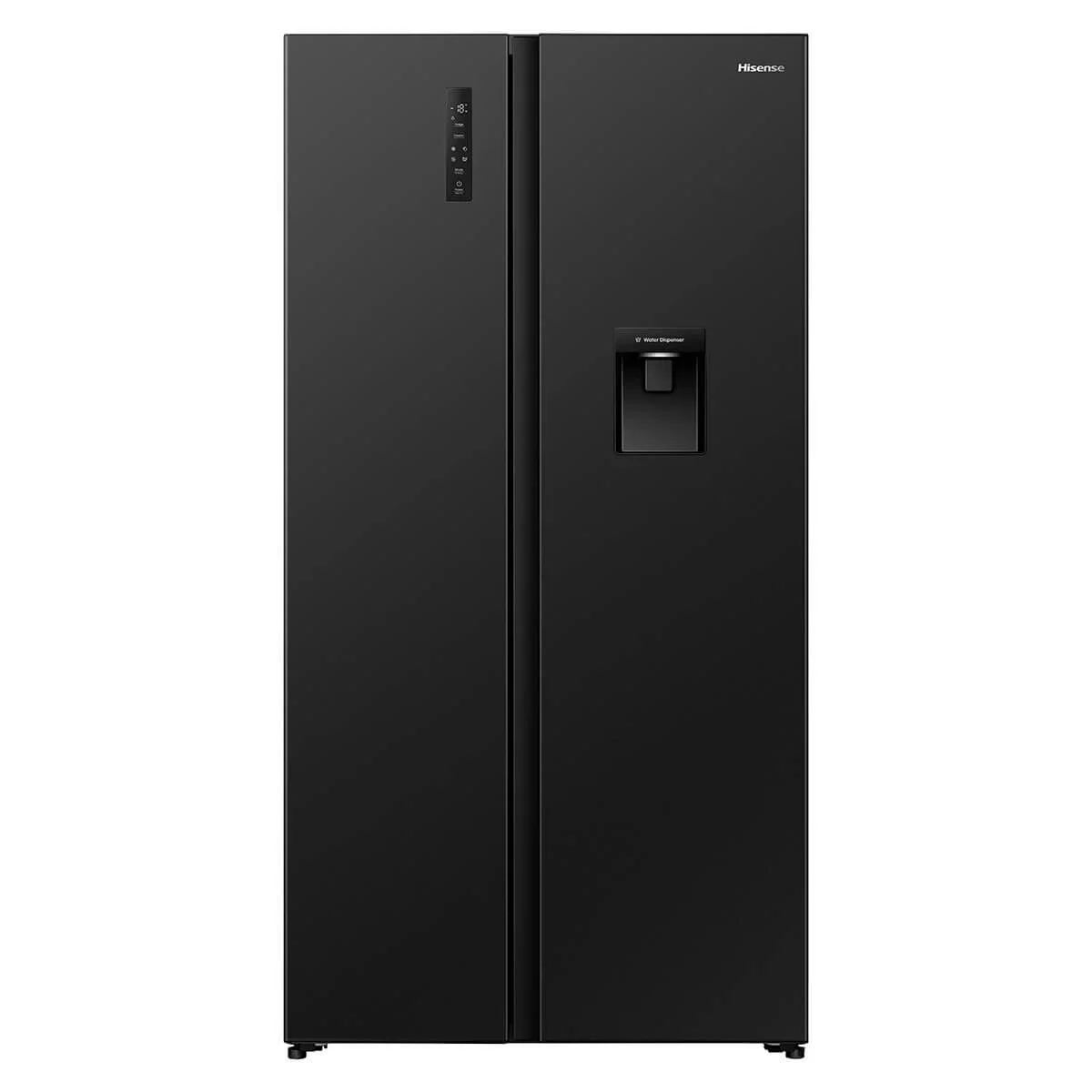 Hisense 541L PureFlat Side by Side Fridge with Non-Plumbed Water Dispenser Black HRSBS540BW