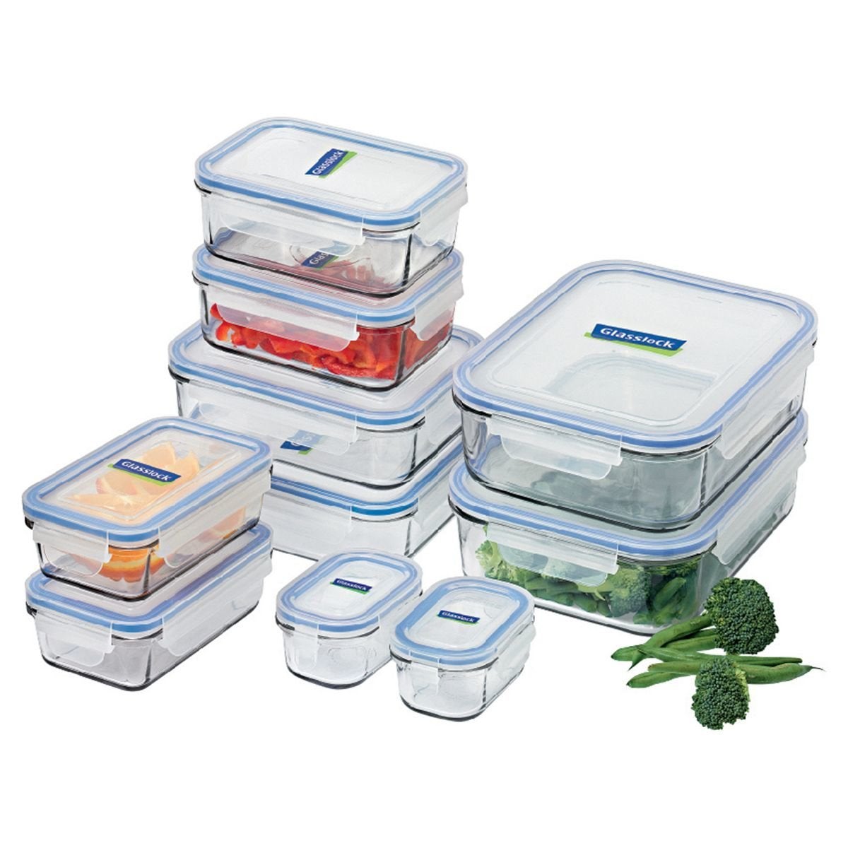 Image of Glasslock 28041 10-Piece Tempered Glass Food Container Set