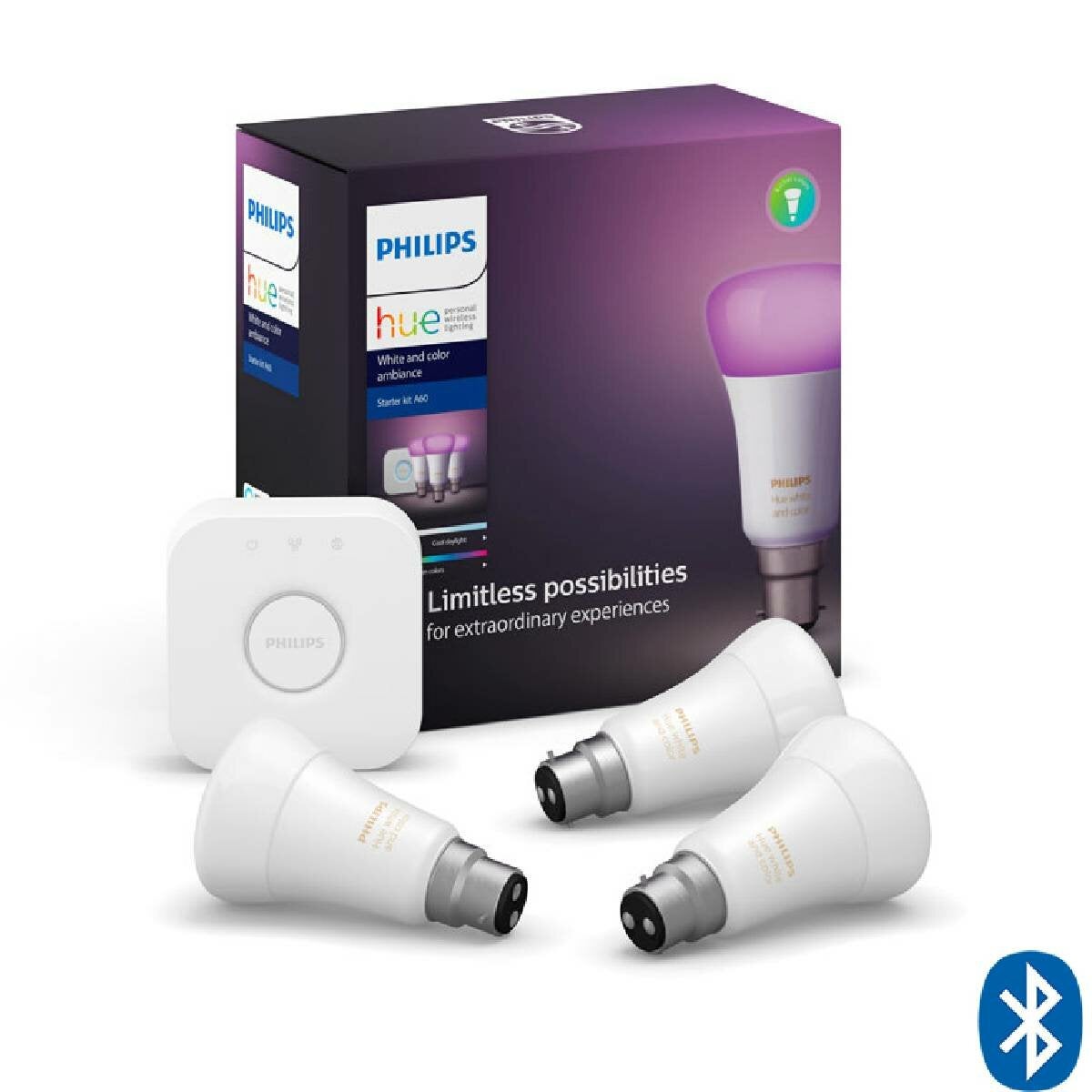 Image of Philips Hue White Colour Ambiance B22 Starter Kit With Bluetooth HUEWCAB22KITBT