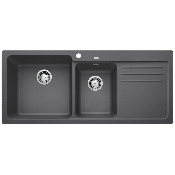 Blanco Bowl and 3/4 Inset Sink with Right Hand Drainer Rock Grey NAYA8SGK5
