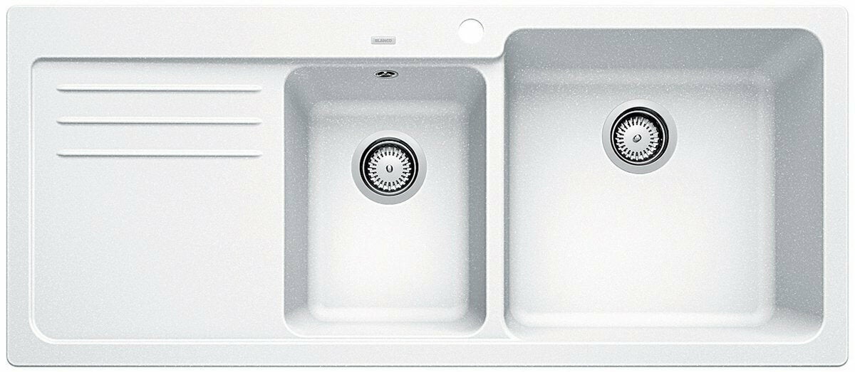 Blanco Bowl and 3/4 Inset Sink with Left Hand Drainer White NAYA8SWRK5