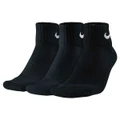 Nike Cotton Quarter 3 Pack Socks Black L - WMN 10-13/MEN 8-12