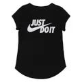 Nike Girls Just Do It Swoosh Split Tee Black/White 4 4
