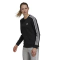 adidas Womens Essentials 3-Stripes Crew Sweatshirt Black S