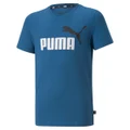 Puma Boys Essential 2 Colour Logo Tee Blue XS