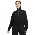 Nike Womens Phoenix Fleece 1/4 Zip Oversized Crop Sweatshirt Black L