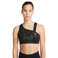 Nike Swoosh Womens Medium-Support Non-Padded Asymmetrical Sports Bra Black XS
