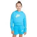 Nike Girls Sportswear Club French Terry Crop HBR Hoodie Blue XS
